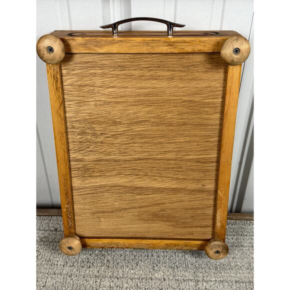 Beautiful Hand Carved Folk Art Box W Signed Painting On Inside- Kudu, Elk ? - Picture 5 of 13